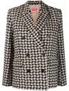 Kenzo Wavy Check Double-breasted Blazer In Neutrals