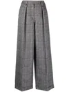 Kenzo Wavy Check Wide-leg Tailored Trousers In Black