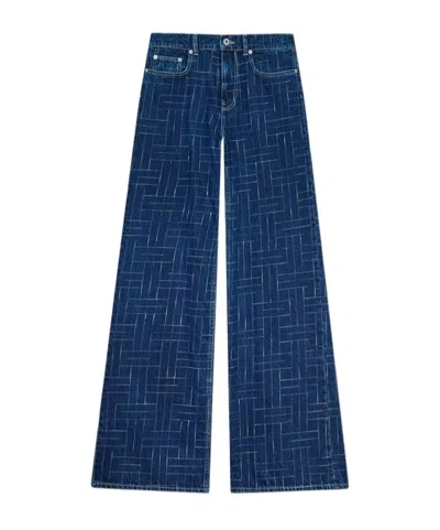 Kenzo ' Weave' Ayame Wide Pants In Japanese Denim In Blue