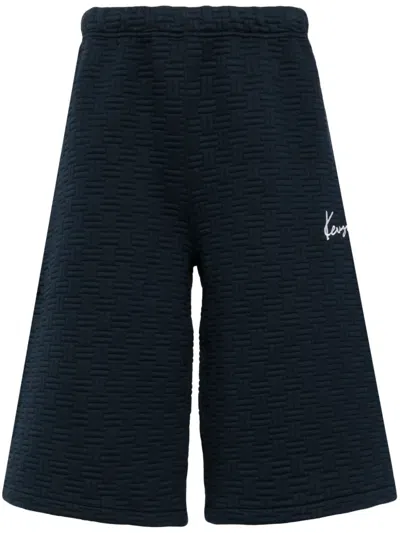 Kenzo Weave Bermuda Shorts In Blue