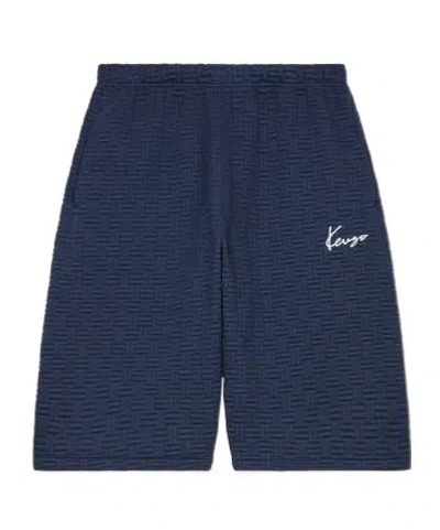 Kenzo Weave Bermuda Shorts In Blue