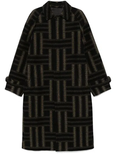 Kenzo Weave Coat In Schwarz