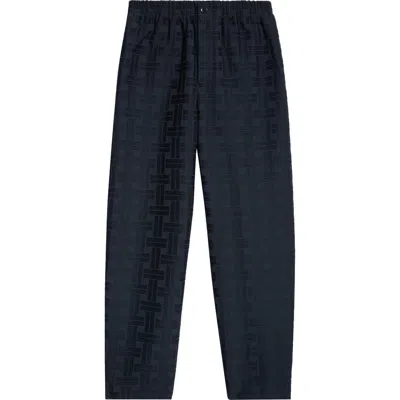 Kenzo Weave Cotton Jacquard Jogpants In Blue Black
