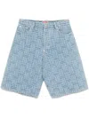 Kenzo Mens Regular-fit Weave-pattern Denim Shorts Bleached Blue Denim