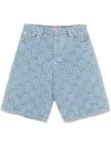 Kenzo Mens Regular-fit Weave-pattern Denim Shorts Bleached Blue Denim In Blue
