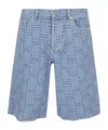 Kenzo Mens Regular-fit Weave-pattern Denim Shorts Bleached Blue Denim In Blue