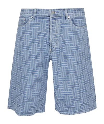 KENZO KENZO LOGO PATCH WEAVE DENIM SHORTS