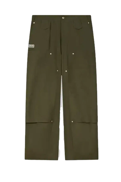 Kenzo Weave Double Knee Pant Dark Khaki In Green