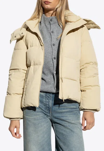 Kenzo Weave Down Hooded Jacket In Beige
