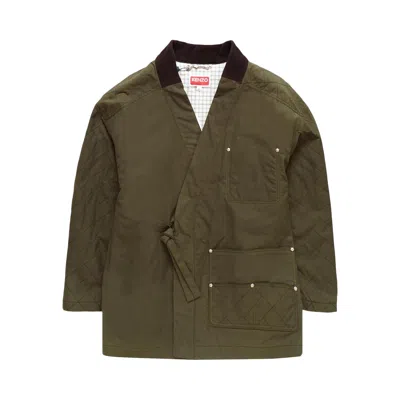 Pre-owned Kenzo Weave Kimono Coat 'green' | Men's Size Xl