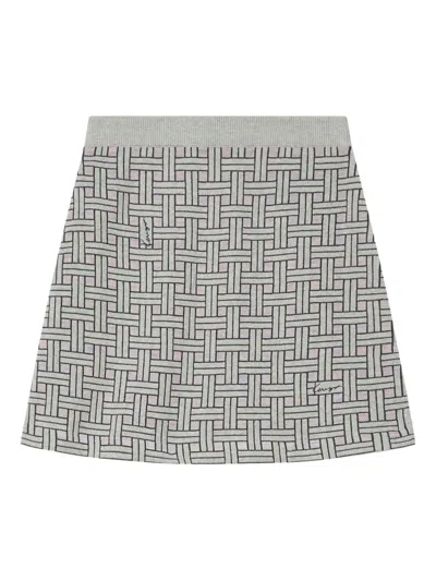 Kenzo Weave Logo-detail Mini Skirt In Gray