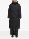 Kenzo Weave Long Down Coat In Black