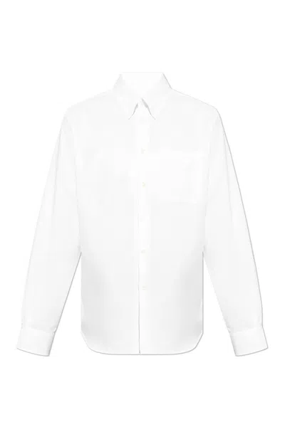 Kenzo Patterned-jacquard Cotton Shirt In White