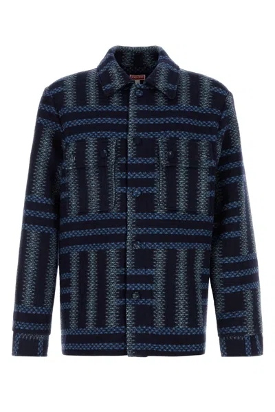 Kenzo Weave Shirt Jacket In Blue