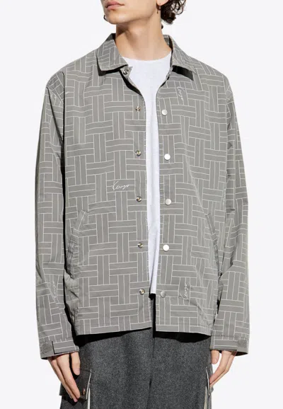 Kenzo Weave Pattern Overshirt In Gray