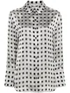 Kenzo Weave-print Satin Shirt In Black