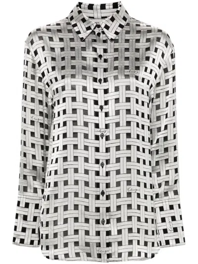 KENZO WEAVE-PRINT SATIN SHIRT