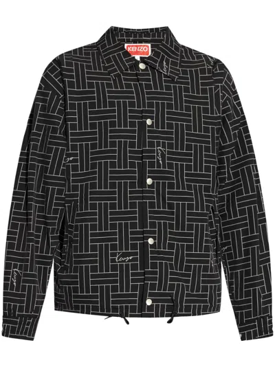 KENZO WEAVE-PRINT WINDBREAKER JACKET