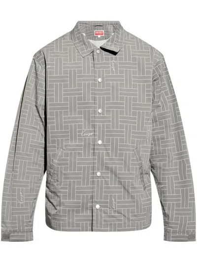 Kenzo Weave Shirt Jacket In Grey