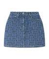 Kenzo Japanese Weave Denim Mini Skirt In Blue