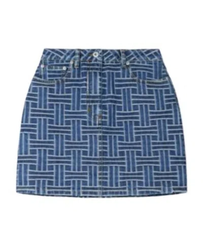 KENZO KENZO WEAVE STRAIGHT HEM DENIM SKIRT