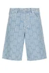 Kenzo Mens Regular-fit Weave-pattern Denim Shorts Bleached Blue Denim In Bleached Blue Denim