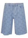 Kenzo Mens Regular-fit Weave-pattern Denim Shorts Bleached Blue Denim In Db Bleached Blue Denim