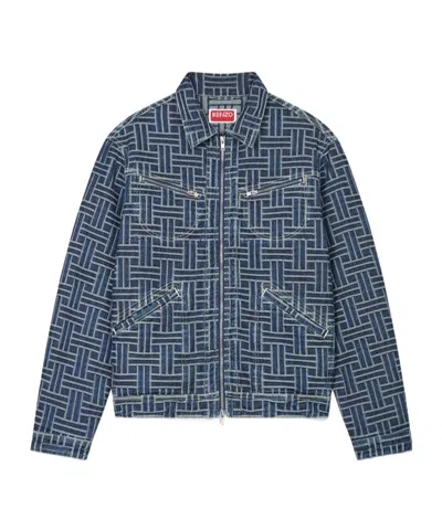 Kenzo Weave Trucker Denim Jacket In Blue