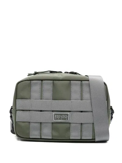 Kenzo Logo Shoulder Bag Adjustable Strap In Green