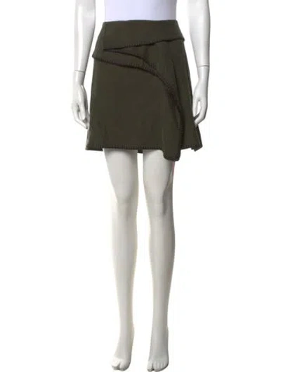 Pre-owned Kenzo Whipstitch Trim Mini Skirt In Green