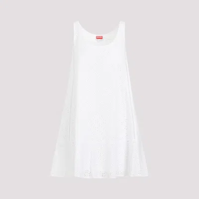 KENZO WHITE BRODERIE SLEEVELESS MINI DRESS