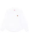 Kenzo Casual Button-down Collar Curved Hem Top In White