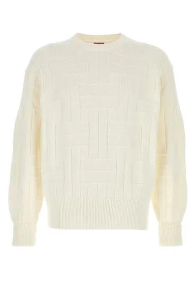 Kenzo White Cotton Sweater In Neutral
