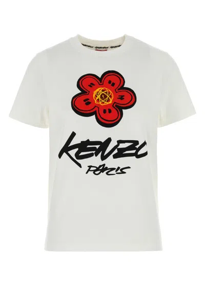 Kenzo White Cotton T-shirt In Gray