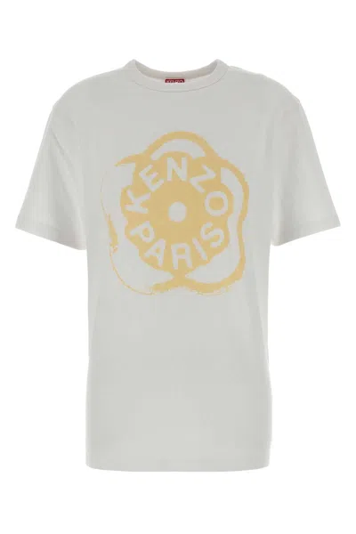 Kenzo White Crew Neck Graphic Logo T-shirt In Gray