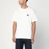 Kenzo White Crewneck T-shirt With Logo Patch On The Front In Cotton Man