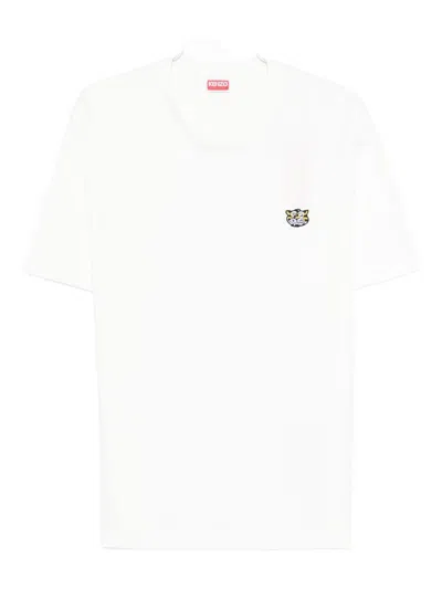 Kenzo Embroidered Crew-neck T-shirt In White