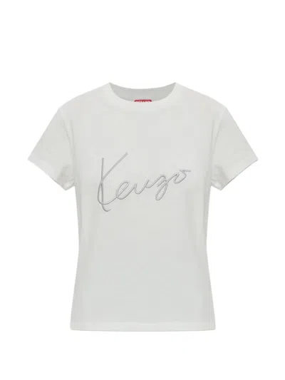 Kenzo White Cotton T-shirt In Gray