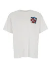 KENZO WHITE CREWNECK T-SHIRT WITH KUBE LOGO PRINT IN COTTON MAN