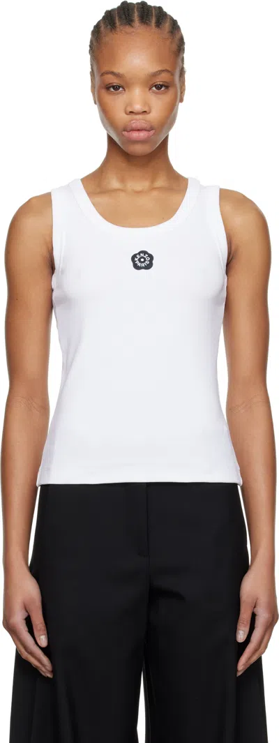 KENZO WHITE KENZO PARIS 'BOKE FLOWER 2.0' RIB TANK TOP