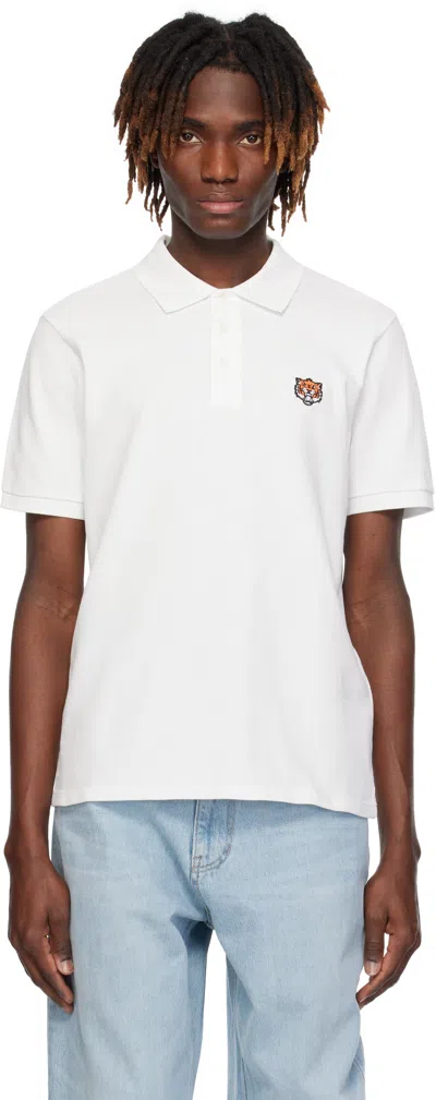 Kenzo Polo Shirt With Happy Tiger Embroidery In White