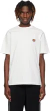 Kenzo White Crewneck T-shirt With Logo Patch On The Front In Cotton Man In Off White