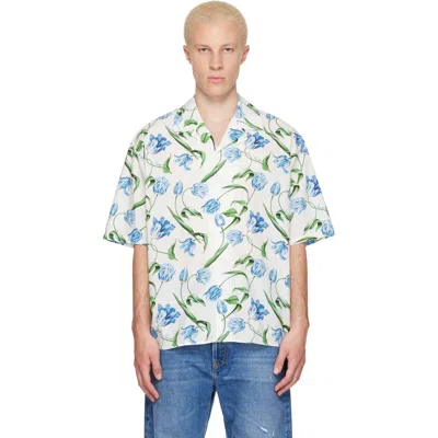 Kenzo White  Paris ' Tulip' Short Sleeve Shirt