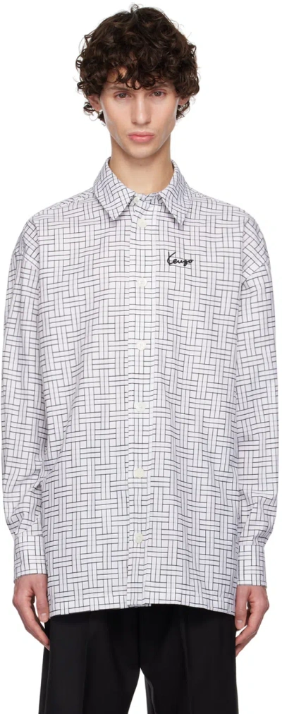 KENZO WHITE KENZO PARIS 'KENZO WEAVE' SHIRT
