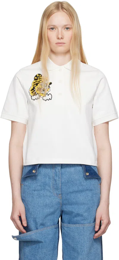 Kenzo White  Paris Verdy Edition Embroidered Polo In 02 Off White