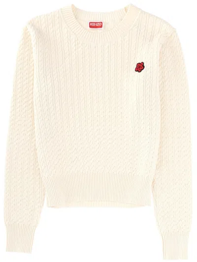 Kenzo White Knitted Crew Neck Sweater