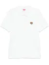 Kenzo White Crewneck T-shirt With Logo Patch On The Front In Cotton Man In White