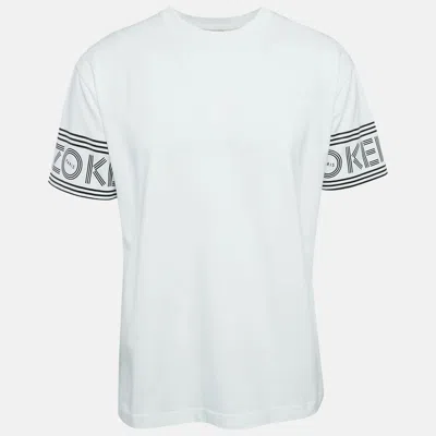 Pre-owned Kenzo White Logo Print Cotton Round Neck T-shirt M