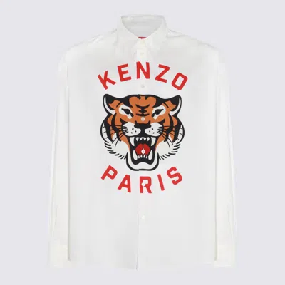 Kenzo Luck Tiger Cotton Button-up Shirt In Blanc
