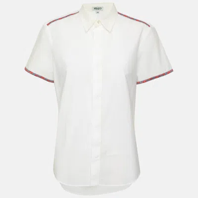 Pre-owned Kenzo White Poplin Short Sleeve Shirt M